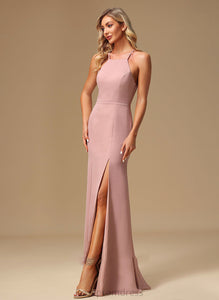 Neckline HighNeck SplitFront Floor-Length Embellishment Silhouette Lace A-Line Fabric Length Isabela Bridesmaid Dresses