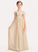 Sequined Chiffon Meg Junior Bridesmaid Dresses V-neck A-Line With Ruffle Floor-Length