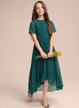 Load image into Gallery viewer, A-Line Bow(s) With Neck Lorelai Junior Bridesmaid Dresses Asymmetrical Chiffon Ruffle Scoop