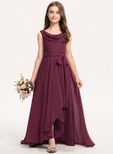Load image into Gallery viewer, Neck Cowl Asymmetrical Chiffon Azaria Bow(s) A-Line With Junior Bridesmaid Dresses