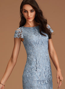 Sheath/Column Silhouette Fabric Lace Knee-Length Neckline Length ScoopNeck Straps Marisol Floor Length Natural Waist Bridesmaid Dresses