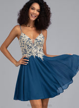 Load image into Gallery viewer, With Chiffon Short/Mini Lace Beading Dress Homecoming Dresses V-neck Homecoming Frida A-Line