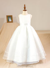 Load image into Gallery viewer, (Petticoat Flower Girl Dresses Organza/Satin Dress With Bow(s) Scoop included) Floor-length Flower - Ball-Gown/Princess Girl Alexandria Neck Sleeveless NOT