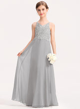 Load image into Gallery viewer, A-Line Junior Bridesmaid Dresses Janiah V-neck Chiffon Lace Floor-Length