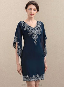 Dress Chiffon Mother Knee-Length V-neck Jaden Mother of the Bride Dresses With Sheath/Column Sequins Lace of the Bride