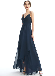 Length A-Line V-neck Silhouette Fabric Asymmetrical Embellishment Neckline Bow(s) Lace Gracelyn Natural Waist Bridesmaid Dresses