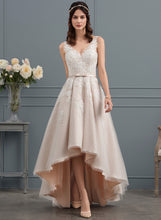 Load image into Gallery viewer, Wedding Dresses With V-neck Dress Asymmetrical A-Line Tulle Bow(s) Wedding Lace Litzy