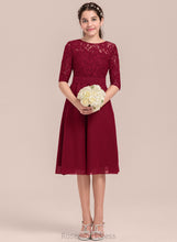 Load image into Gallery viewer, Adeline Neck Junior Bridesmaid Dresses Knee-Length A-Line Scoop Chiffon