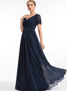 Length V-neck Lace A-Line Silhouette Neckline Floor-Length Fabric Sleeve Jaden A-Line/Princess Sleeveless Bridesmaid Dresses