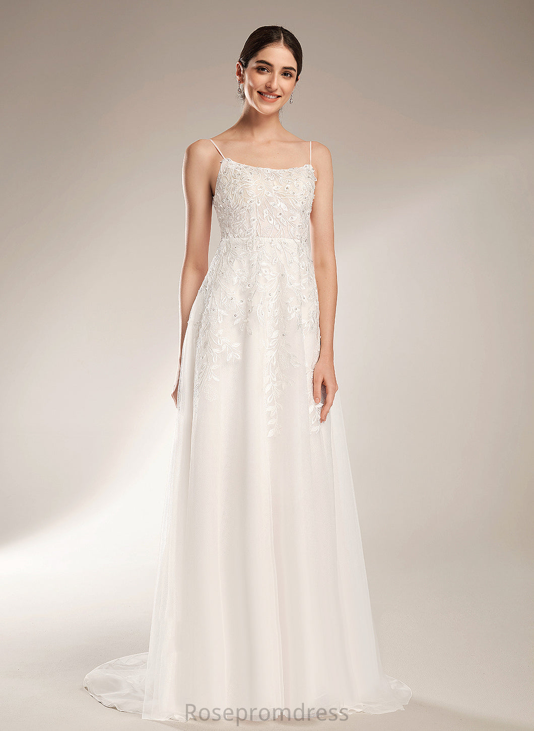 Lace Tulle Ashtyn Wedding Dresses Dress Square Wedding Sequins Neckline Train A-Line With Court Beading