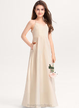 Load image into Gallery viewer, Madison With Floor-Length V-neck Pockets Junior Bridesmaid Dresses A-Line Satin