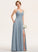 Silhouette Neckline Ruffle Pockets Floor-Length V-neck A-Line Fabric Embellishment Length Alisa Sleeveless Bridesmaid Dresses