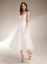 Load image into Gallery viewer, V-neck Wedding Lace Laurel Tea-Length A-Line Dress Tulle Wedding Dresses