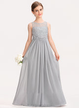 Load image into Gallery viewer, Natalya Lace Scoop Floor-Length Junior Bridesmaid Dresses Neck Chiffon A-Line