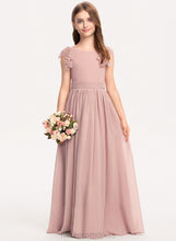 Load image into Gallery viewer, Neck Lace A-Line Bow(s) Scoop Junior Bridesmaid Dresses Kaydence Floor-Length Chiffon With