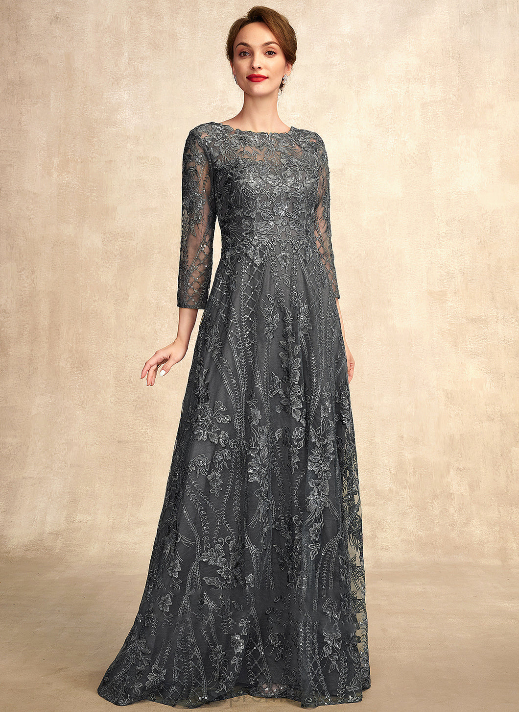 Mother of the Bride Dresses Lace Bride the Scoop of Neck Dress With Floor-Length Avah Sequins A-Line Mother