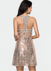 Dress Sequined Short/Mini Homecoming Dresses With Neck Homecoming Eva Scoop Sequins A-Line