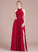 ScoopNeck Ruffle Bow(s) Embellishment Silhouette Fabric Length A-Line SplitFront Neckline Floor-Length Skyler Bridesmaid Dresses