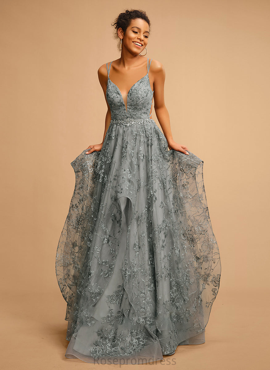 Buy Tulle Prom Dresses V-neck Ball-Gown/Princess Asymmetrical Chanel online  – Misspromdress