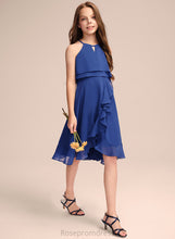 Load image into Gallery viewer, Neck Junior Bridesmaid Dresses Ruffles Chiffon With Nia Scoop Knee-Length Cascading A-Line