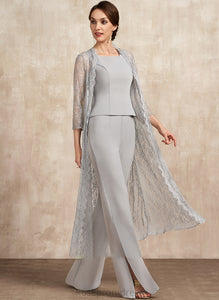 Thalia Dress Bride Mother of the Bride Dresses Floor-Length of the Mother Jumpsuit/Pantsuit Square Chiffon Neckline