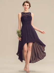 Silhouette Lace Asymmetrical ScoopNeck Neckline A-Line Length Straps Fabric Lena Bridesmaid Dresses