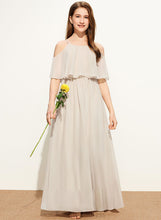 Load image into Gallery viewer, Floor-Length Neck Junior Bridesmaid Dresses Chiffon Scoop Paisley A-Line
