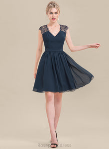 Straps A-Line Lace Length Neckline Fabric Silhouette V-neck Knee-Length Anabel Floor Length Scoop Bridesmaid Dresses