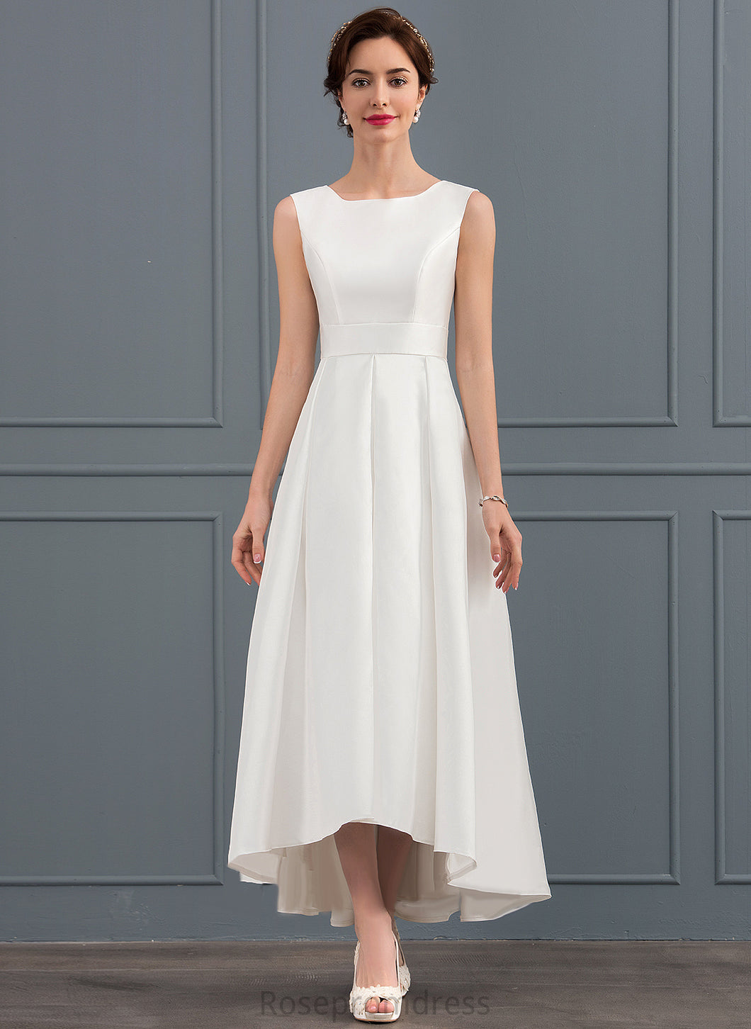Zaniyah Satin Asymmetrical A-Line Wedding Dresses Dress Square Wedding