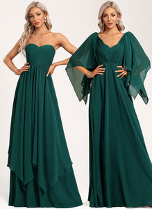 Ruffle Floor-Length Neckline Length A-Line Embellishment V-neck Silhouette Fabric Sweetheart Yuliana Bridesmaid Dresses