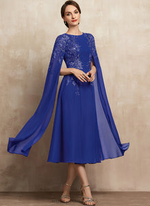 Lace With Neck Alanna the Chiffon Scoop Tea-Length Dress Sequins Mother A-Line Mother of the Bride Dresses Bride of