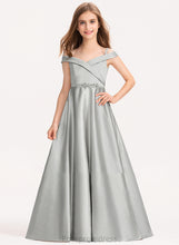 Load image into Gallery viewer, Floor-Length Off-the-Shoulder Junior Bridesmaid Dresses Satin Hadley Ball-Gown/Princess