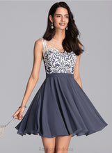 Load image into Gallery viewer, Short/Mini Scoop A-Line Neck Homecoming Dresses Lace With Dress Homecoming Kendal Chiffon