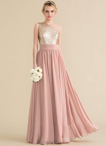 One-Shoulder A-Line Sequined Silhouette Straps Fabric Neckline Length Floor-Length Gillian Bridesmaid Dresses