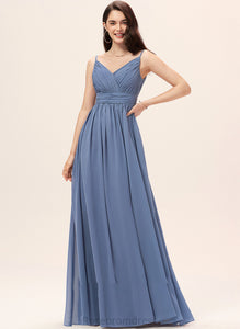 Fabric V-neck A-Line Neckline Length Straps Silhouette Floor-Length Izabelle Sleeveless Natural Waist A-Line/Princess Bridesmaid Dresses