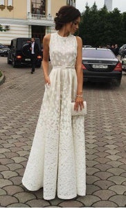Ivory Charming Long Cheap Evening Dress Custom Made Formal Women Dress Prom Dresses F45