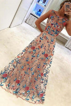 Load image into Gallery viewer, Gorgeous Long A-Line Scoop Neckline Embroidered Prom Dresses Evening Dresses