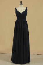 Load image into Gallery viewer, 2024 Bridesmaid Dresses A Line Straps Ruched Bodice Chiffon Floor Length