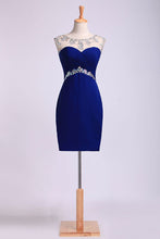 Load image into Gallery viewer, 2024 Sexy Sheath/Column Homecoming Dresses Scoop Short/Mini Open Back With Beads