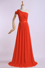Load image into Gallery viewer, 2024 One Shoulder Bridesmaid Dresses A-Line Chiffon Ruched Bodice