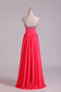 2024 Prom Dresses Sweetheart A Line Chiffon With Ruffles Floor Length
