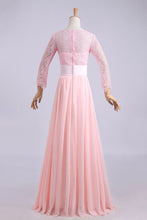 Load image into Gallery viewer, 2024 Bridesmaid Dresses A-Line Scoop Lace And Chiffon Floor-Length