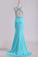 2024 Open Back Scoop With Beading And Slit Spandex Prom Dresses