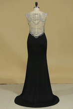Load image into Gallery viewer, 2024 Prom Dresses Scoop With Beading Spandex Sheath Sweep Train