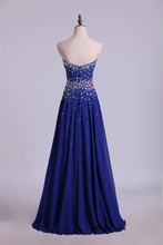 Load image into Gallery viewer, 2024 Prom Dresses A Line Sweetheart Floor Length Dark Royal Blue Chiffon