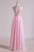 Load image into Gallery viewer, 2024 Simple Prom Dresses Scoop A Line Chiffon With Beading Floor Length