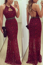 Load image into Gallery viewer, 2023 Spaghetti Straps Mermaid Lace Evening Dresses With Beaded Waistline