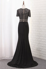 Load image into Gallery viewer, 2024 New Arrival Scoop Beaded Bodice Spandex Mermaid Prom Dresses