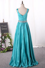 Load image into Gallery viewer, 2024 New Arrival A Line Prom Dresses Straps Satin With Beading