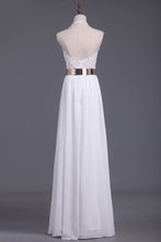 Load image into Gallery viewer, 2024 Halter Chiffon With Applique And Slit A Line Prom Dresses